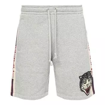 Шорты men's ss21 tiger head cotton gray shorts Gucci, серый