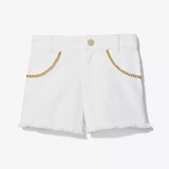 Шорты Michael Kors Kids Chain Embellished Stretch Denim, белый
