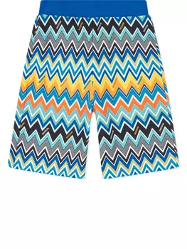 Шорты Missoni Kids с зигзагообразным принтом, синий