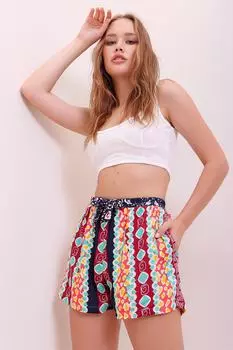 Шорты - Многоцветный - Высокая талия Trend Alaat Stili, разноцветный