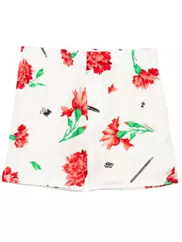 Шорты Moschino с цветочным принтом, белый