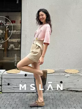 Шорты MSlan с высокой талией, хаки