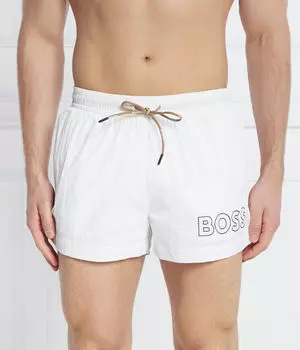 Шорты мужские Boss пляжные на кулиске с логотипом, белый