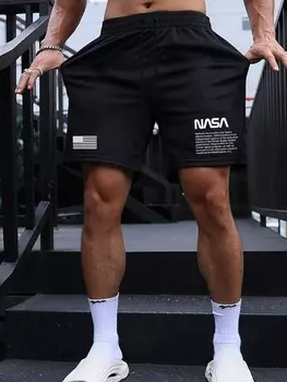 Шорты мужские Manfinity Legnd с принтом слогана, черный