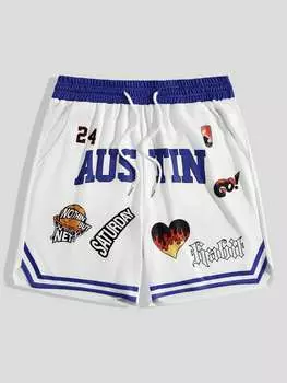 Шорты мужские Romwe Prep с поясом и завязками, белый