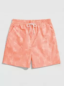 Шорты мужские Romwe Street Life с принтом пальм, оранжевый