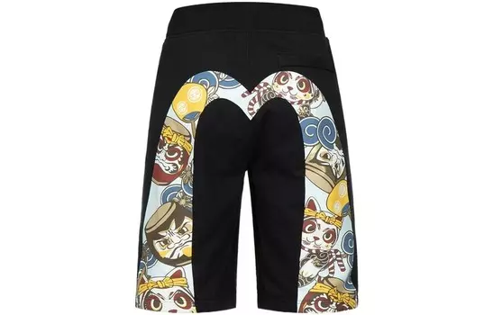 Шорты мужские с принтом Taiko Daruma, черные Evisu, черный