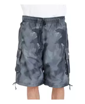 Шорты на эластичной талии с принтом Disclaimer, серый