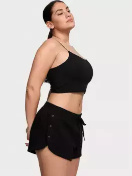 Шорты на кнопках из хлопкового флиса Victoria'S Secret, черный