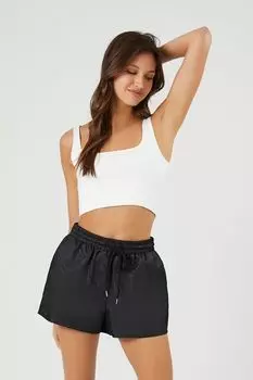 Шорты на шнурке без застежки Forever 21, черный