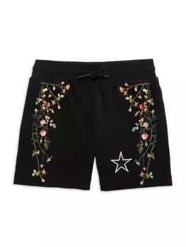 Шорты на шнурке с цветочным принтом для маленьких девочек и девочек Burberry, черный