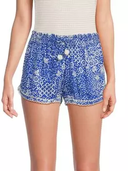 Шорты на шнурке с принтом Elodie Poupette St Barth, синий