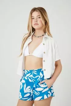 Шорты на шнурке с принтом тропических листьев Forever 21, синий