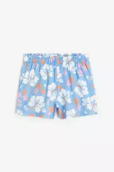 Шорты на талии из бумажного пакета с узором H&M, синий