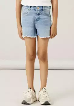 Шорты Name It "NKFROSE HW MOM DNM SHORT", с открытым краем, синий