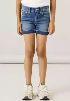Шорты Name It "NKFSALLI SLIM DNM SHORTS", с отворотом по краю, синий