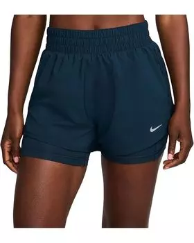 Шорты Nike One Dri-FIT High-Rise 3" 2-in-1 Shorts, цвет Armory Navy/Reflective Silver