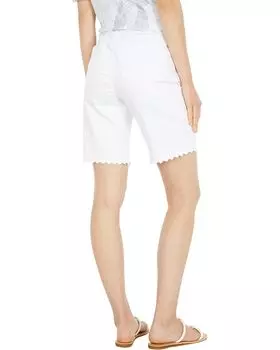Шорты NYDJ Ella Denim Shorts w/ Scallop Embroidery in Optic White, цвет Optic White