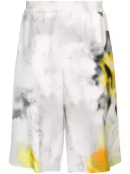 Шорты Obscured Flower Alexander McQueen, белый