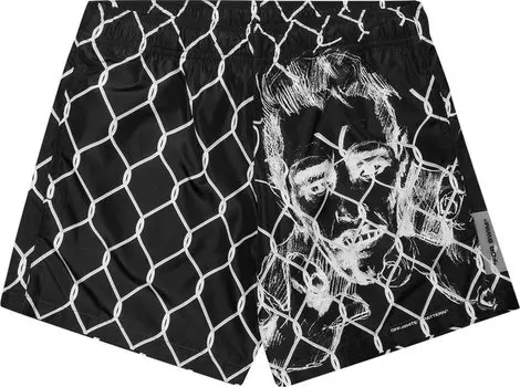 Шорты Off-White Broken Fence Swim Shorts 'Black/White', черный