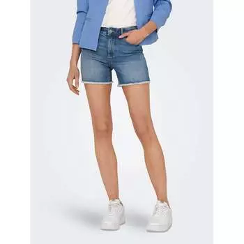 Шорты Only Blush Life Mid Skinny Raw denim, синий