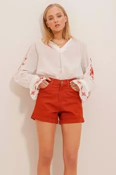 Шорты – оранжевый – нормальная талия Trend Alaat Stili, оранжевый