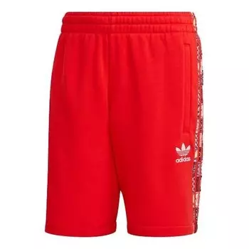 Шорты originals athleisure casual sports printing side stripe breathable shorts pink red Adidas, красный