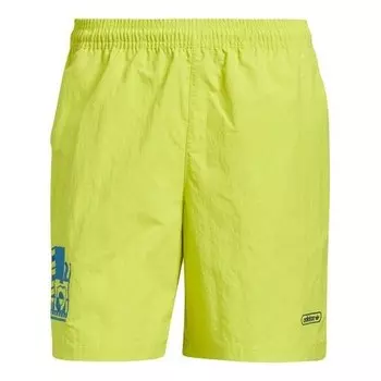 Шорты originals emb woven short embroidered casual sports shorts yellow green Adidas, желтый