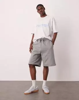Шорты оверсайз ASOS DESIGN из плотной ткани плотностью 400 г/м серого цвета - СЕРЫЕ
