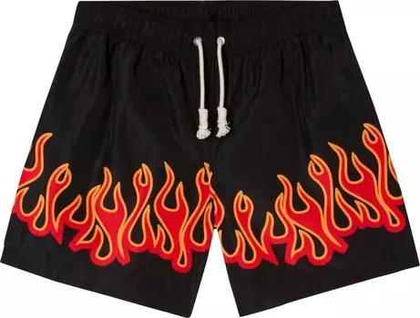 Шорты Palm Angels Burning Flames Print Swim Short 'Black/Red', черный