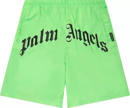 Шорты Palm Angels Logo-Print Swim Shorts 'Green Fluo/Black', зеленый