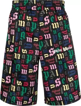 Шорты Palm Angels Monogram Track Shorts 'Black/Multicolor', черный