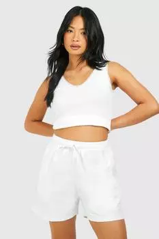Шорты-парашюты Petite на шнурке boohoo, белый