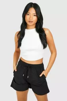 Шорты-парашюты Petite на шнурке boohoo, черный