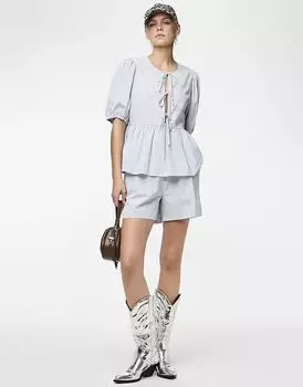 Шорты Pieces из выцветшего денима синего цвета