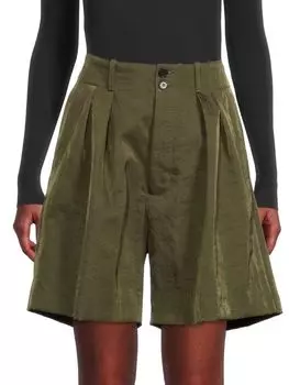 Шорты Plan C плиссированные с высокой посадкой, темно-зеленый