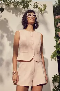 Шорты плиссированные из льняной смеси River Island, розовый