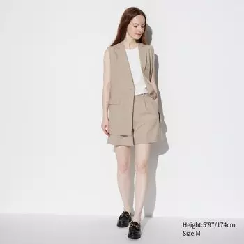 Шорты плиссированные Uniqlo, бежевый