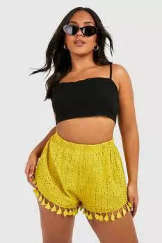 Шорты plus с кисткой по низу Boohoo, лаймовый