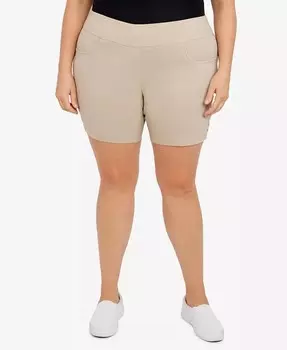 Шорты Plus Size Essentials однотонные из технической ткани с эластичным поясом HEARTS OF PALM, коричневый/бежевый