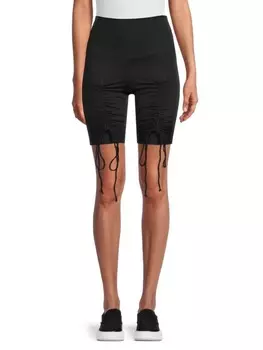 Шорты Port De Bras Stelle регулируемые байкерские с рюшами, черный