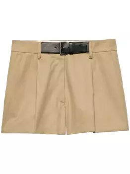 Шорты Prada из твила с поясом, серый