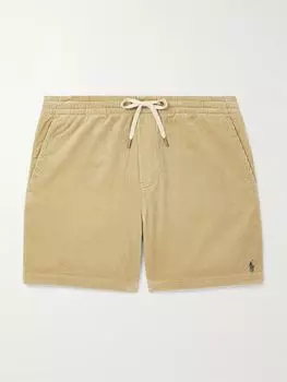 Шорты Prepster Straight-Leg из хлопка и вельвета с вышитым логотипом и завязками на шнурке POLO RALPH LAUREN, бежевый