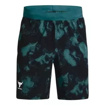 Шорты project rock woven camo printed shorts 'black teal' Under Armour, черный