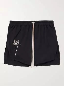Шорты прямого кроя Champion Dolphin из органического хлопкового джерси с кулиской RICK OWENS, черный