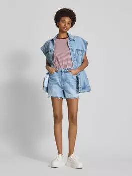 Шорты прямого кроя из чистого хлопка, модель «ЛЕТО» Pieces, светло-голубой