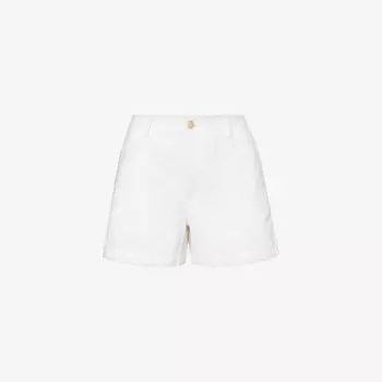 Шорты прямого кроя из хлопчатобумажной саржи с вышитым логотипом Polo Ralph Lauren, белый