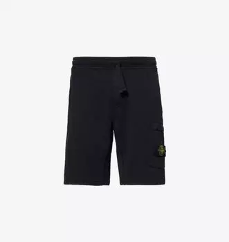 Шорты прямого кроя из хлопкового трикотажа Brand-Badge Stone Island, черный