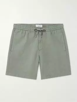 Шорты прямого кроя из смеси хлопка и льна с завязками MR P., зеленый