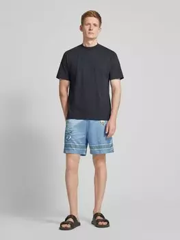 Шорты прямого кроя с рисунком и этикеткой CARLO COLUCCI, светло-серый